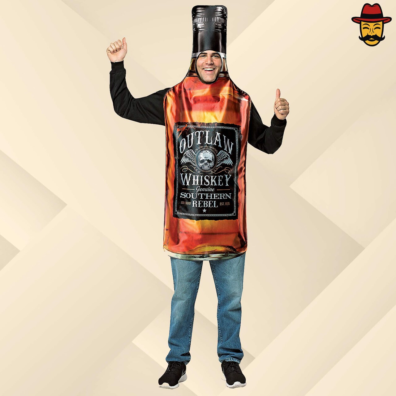Whisky Bottle Get Real Adult Costume Halloween One Piece Tunic Funny Party Beverage Outfit